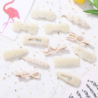 Wholesale Pearls Acrylic Hair Pins Set Handmade Pins Glitter Crystal Geometric Hair Clips For Girls